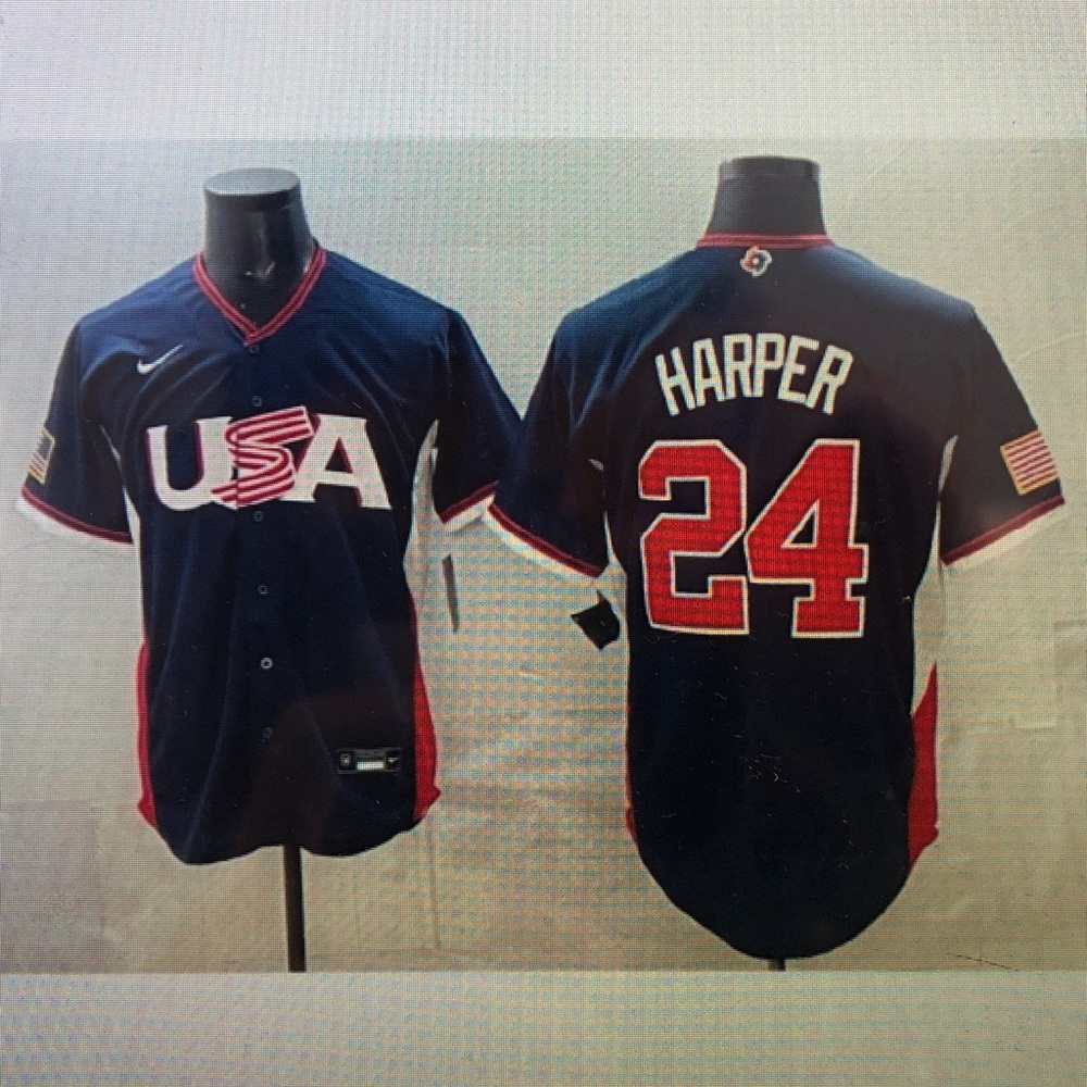 😊Bryce Harper Navy Stitched Jersey😳